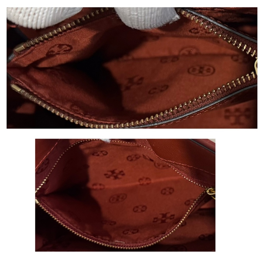 RARE Tory Burch Small Alexa Convertible Tote Bag Quilted Lambskin Rust Gold EUC - Picture 12 of 15